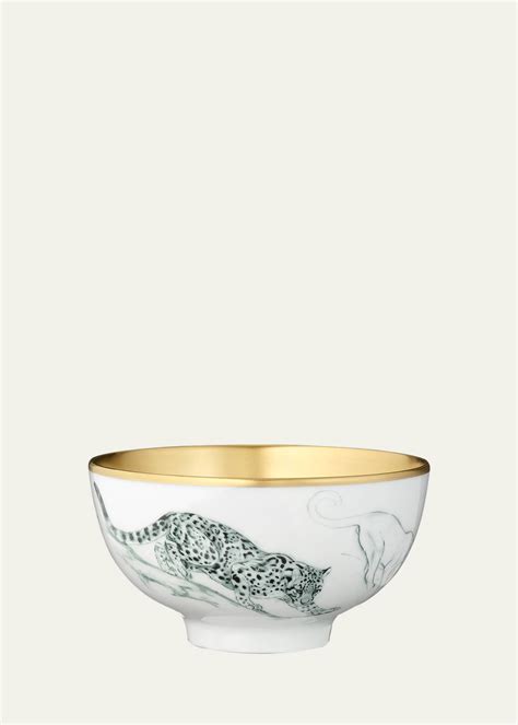 Hermes Carnets d'Equateur Gold Feline Bowl, Medium